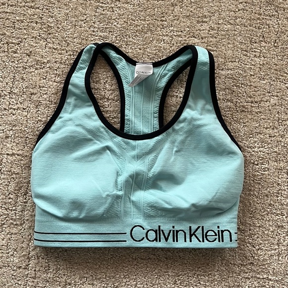 Calvin Klein Baby Blue Sports Bra w Padding - Picture 2 of 4